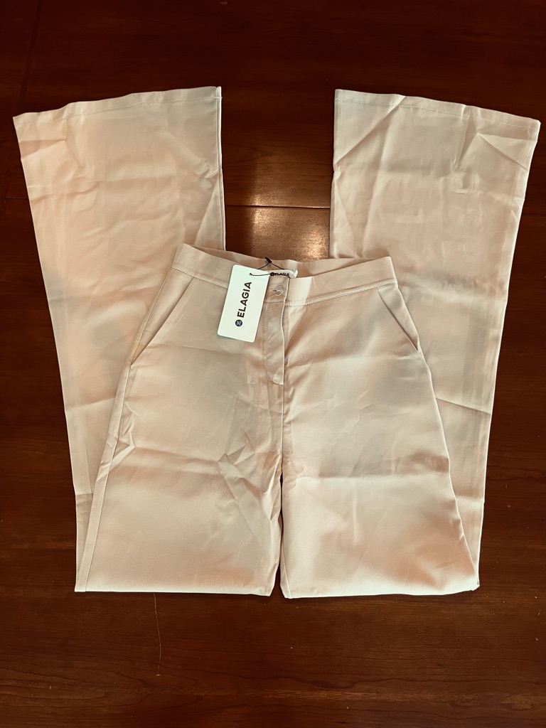 Elagia High Waisted Wide Leg Palazzo Pants Beige Sand Medium Nwt — image 6 of 8